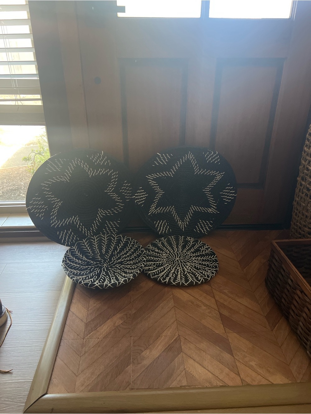 Handwoven Black & White Star Accent Baskets - Home Accents